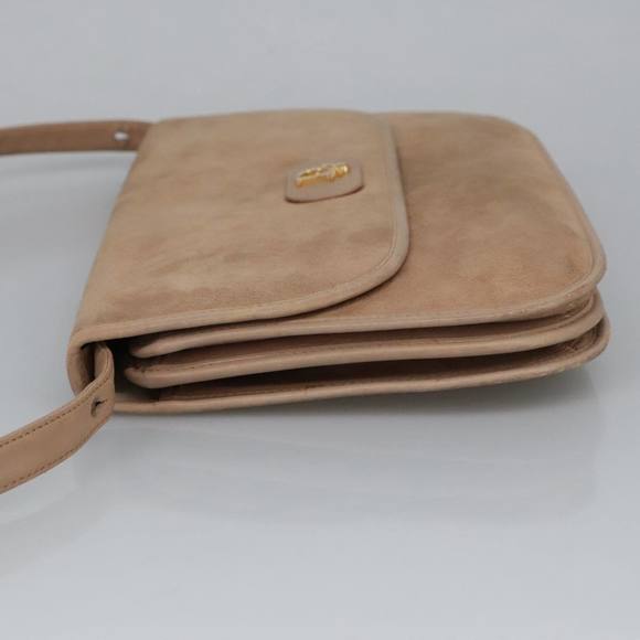 Christian Dior Shoulder Bag Suede Beige Gold Auth 101182 - Picture 5 of 16